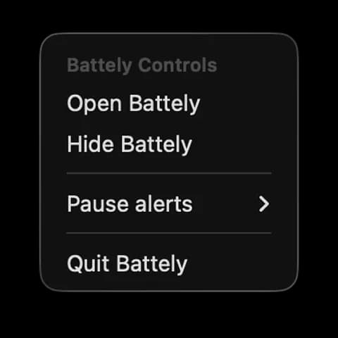 Battely system tray menu